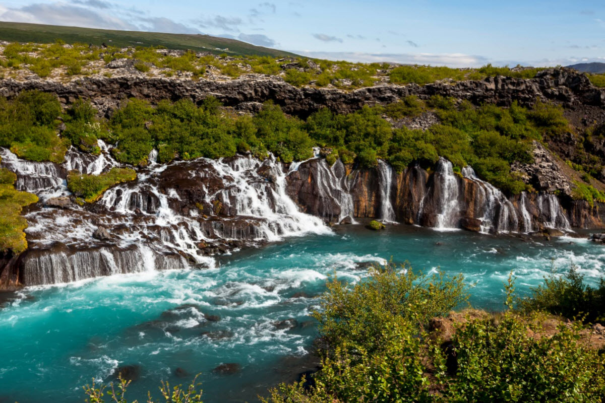 Hraunfossar waterfalls in West Iceland